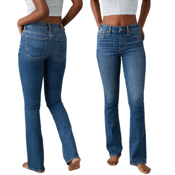 American Eagle Outfitters Denim - American Eagle High Rise Skinny Kick Jean 6 Boot Cut Stretch Blue Dark Wash